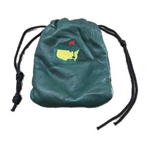 Official MASTERS Golf Soft Top Grain Leather Valuables Pouch Green Fleece Lined